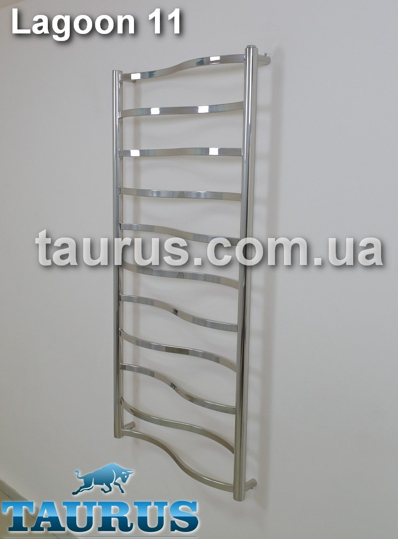 Висока сушарка для рушників Lagoon 11/1150х450 TAURUS н/ж сталь із хвилястою перекладиною 20х10. Вода + ТЕН + комбі