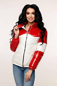Весняна блискуча жіноча куртка 44-54 розмір кольори червоний білий рожевий сірий синій коричневий електрик