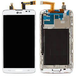 Дисплей для LG Optimus G Pro Lite D680, D682, модуль у складі (екран і сенсор), з рамкою, білий, оригінал