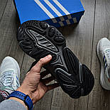 Чоловічі кросівки Adidas Ozweego 'Black' осінь-весна рефлективні. Живе фото. топ, фото 5