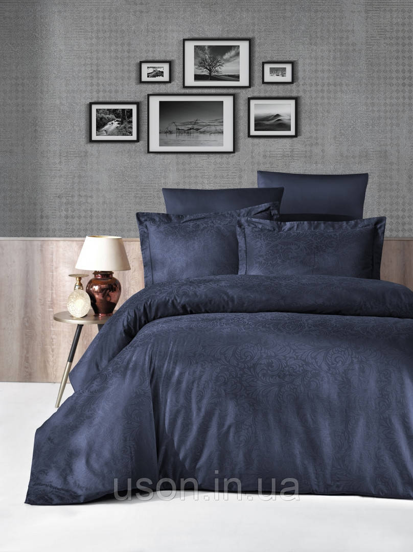 Комплект постільної білизни жаккард ТМ First Choice 200*220 Tecna Lacivert, фото 1