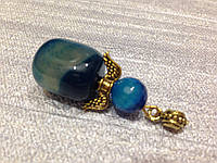Кулон из натурального камня. Подвеска - оберег из темного синего агата" Синий Ангелочек", 4 см.