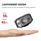 Налобний ліхтар Owtparkker B33 з зумом і датчиком руху + вбудований акумулятор 210LM, XP-G2+Red LED, USB, фото 10