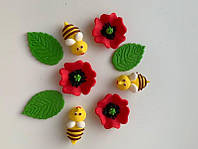 «Маки з бджiлками» набiр iз цукрової мастики для кондитерських виробів