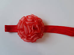 Дитяча червона пов'язка - розмір універсальний (на резинці), квітка 7см