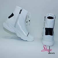 Черевики жіночі снікерси зі шкіри білого кольору «Style Shoes», фото 3