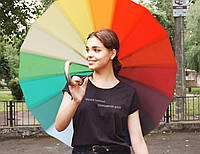 Женская/Мужская футболка с индивидуальным принтом. Черная футболка - разноцветная душа