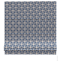 Римская штора хлопок Круги с орнаментом синие