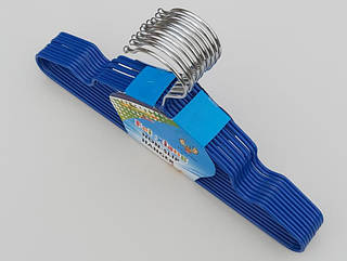 Плічка дитячі метал в силіконовому покриття синього кольору, довжина 30 см, в упаковці 10 штук