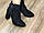 Жіночі демісезонні черевики на стійкому каблуці чорна замша, фото 4
