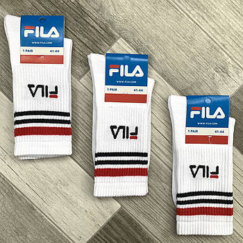 Шкарпетки чоловічі демісезонні х/б спортивні Fila, Athletic Sports, високі, білі, 04598