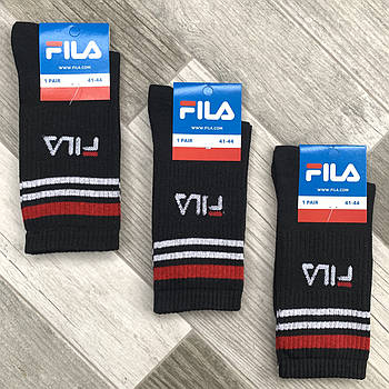 Шкарпетки чоловічі демісезонні х/б спортивні Fila, Athletic Sports, високі, чорні, 04599