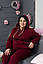 Теплий жіночий спортивний костюм на флісі кофта з капюшоном на блискавці бордового кольору батал, фото 4