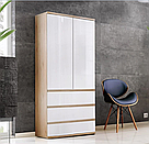 Шафа 100 см дводверна з Ламінованого ДСП Шафи в спальню з 3 висувними шухлядами та 4 закритими полицями, фото 2