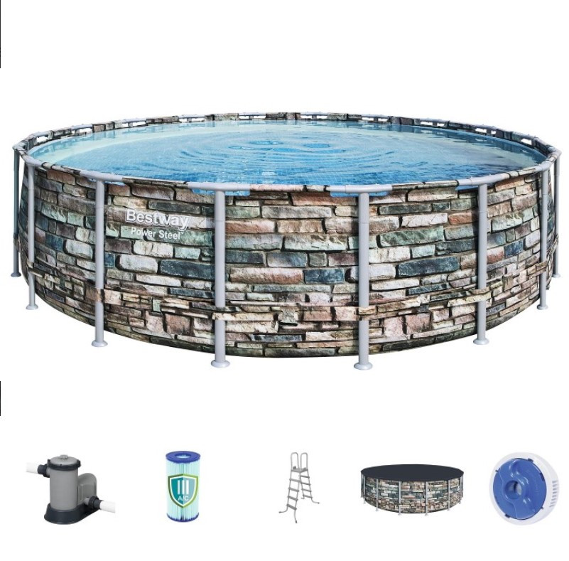Каркасний басейн Bestway 56886 Loft Ø 549 х 132 см, фільтр-насос 5678 л/ч, сходи, тент, дозатор, фото 1