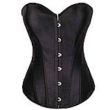 Корсет атласний чорний на шнурівці жіночий, фото 2