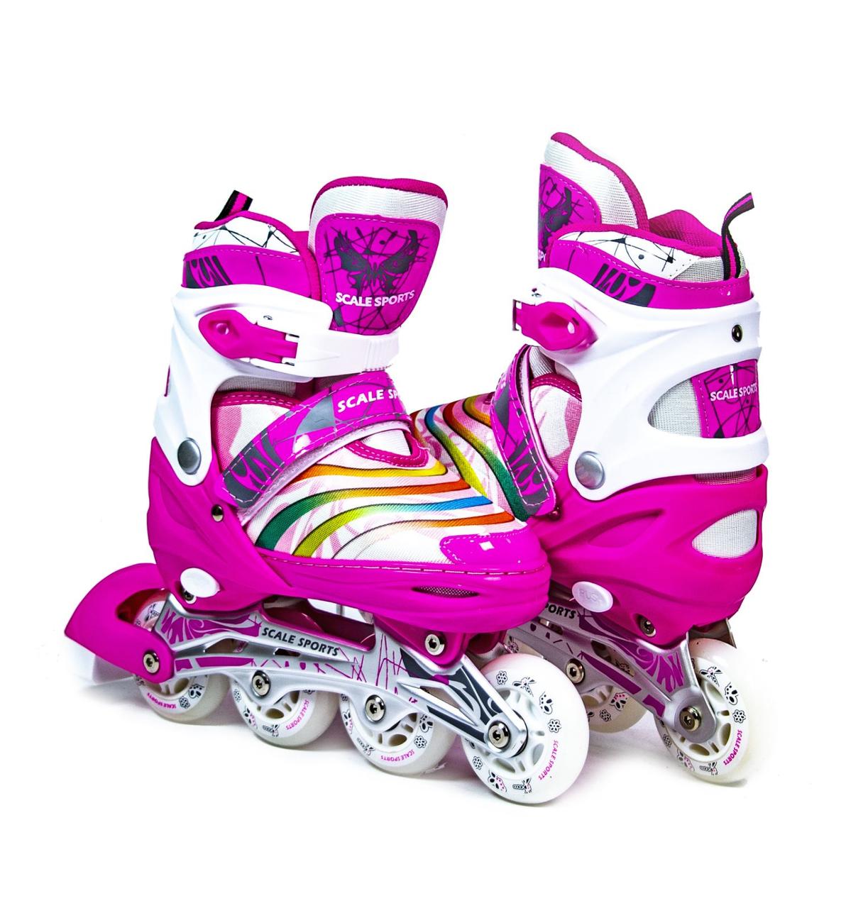 Розсувні ролики для підлітка 38-41 Scale Sports LF 907M рожеві з підсвічуванням переднього колеса