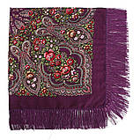 Хустка українська народна в квітковий орнамент з бахромою колір фіолетовий 110*110, фото 3