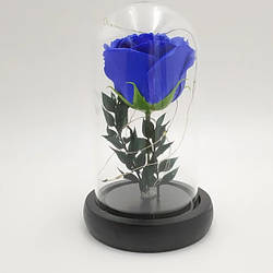 Роза в колбі з LED підсвічуванням маленька синяяя №А51
