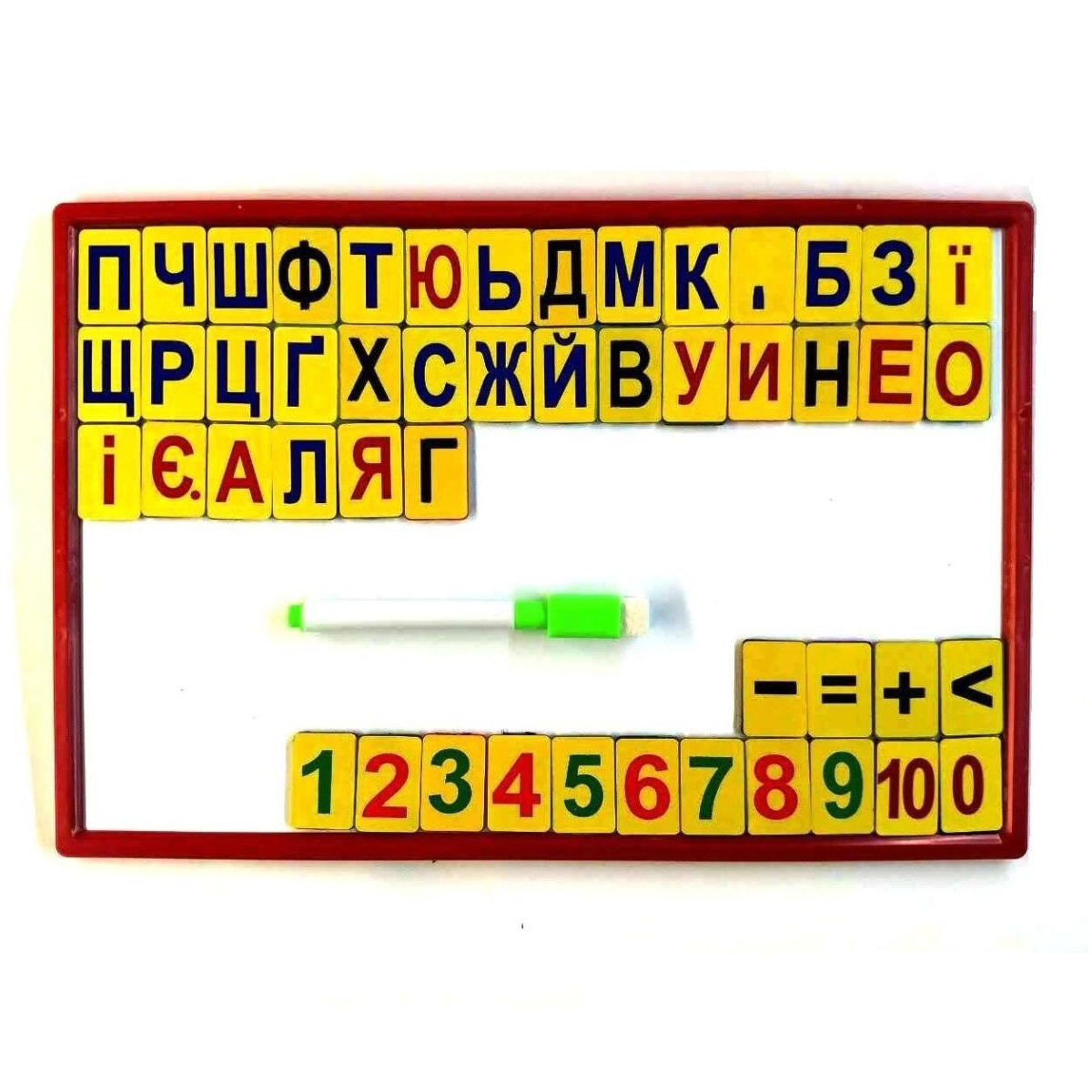 Дошка магнітно-маркерна, укр. букви, цифри, маркер