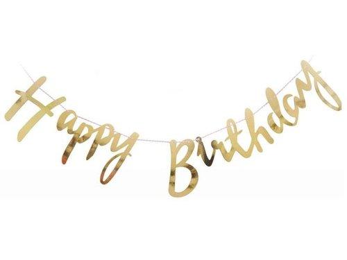 Паперова гірлянда Happy Birthday Золотий прописом, 1,5 метра (для прикрашання приміщень)