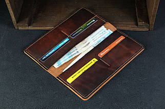 Жіночий шкіряний гаманець клатч Лонг на 4 карти, натуральна шкіра італійський Краст, колір Вишня, фото 2