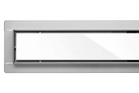 Трап для душу з білим склом Fala White Glass 600 мм із неіржавкої сталі