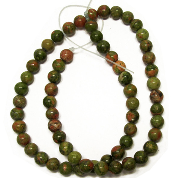 Бусини 6 мм около 40 см Яшма Унакит, Камінь Зеленого кольору, Отвір 1 мм, на нитях, No199, фото 1