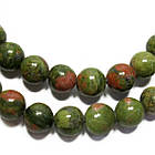Бусини 6 мм около 40 см Яшма Унакит, Камінь Зеленого кольору, Отвір 1 мм, на нитях, No199, фото 4