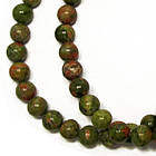 Бусини 6 мм около 40 см Яшма Унакит, Камінь Зеленого кольору, Отвір 1 мм, на нитях, No199, фото 7
