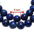Намистини 8 мм, Близько 39 см Лазурит, Камінь Темно Синього Кольори, №202, для Біжутерії, фото 2