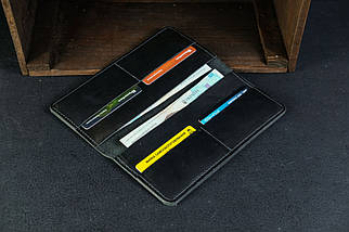 Жіночий шкіряний гаманець клатч Лонг на 4 карти, натуральна шкіра італійський Краст, колір Чорний, фото 2
