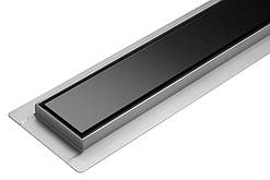 Трап для душу скляний чорний із сухим закривом Fala Black Glass 700 мм із неіржавкої сталі