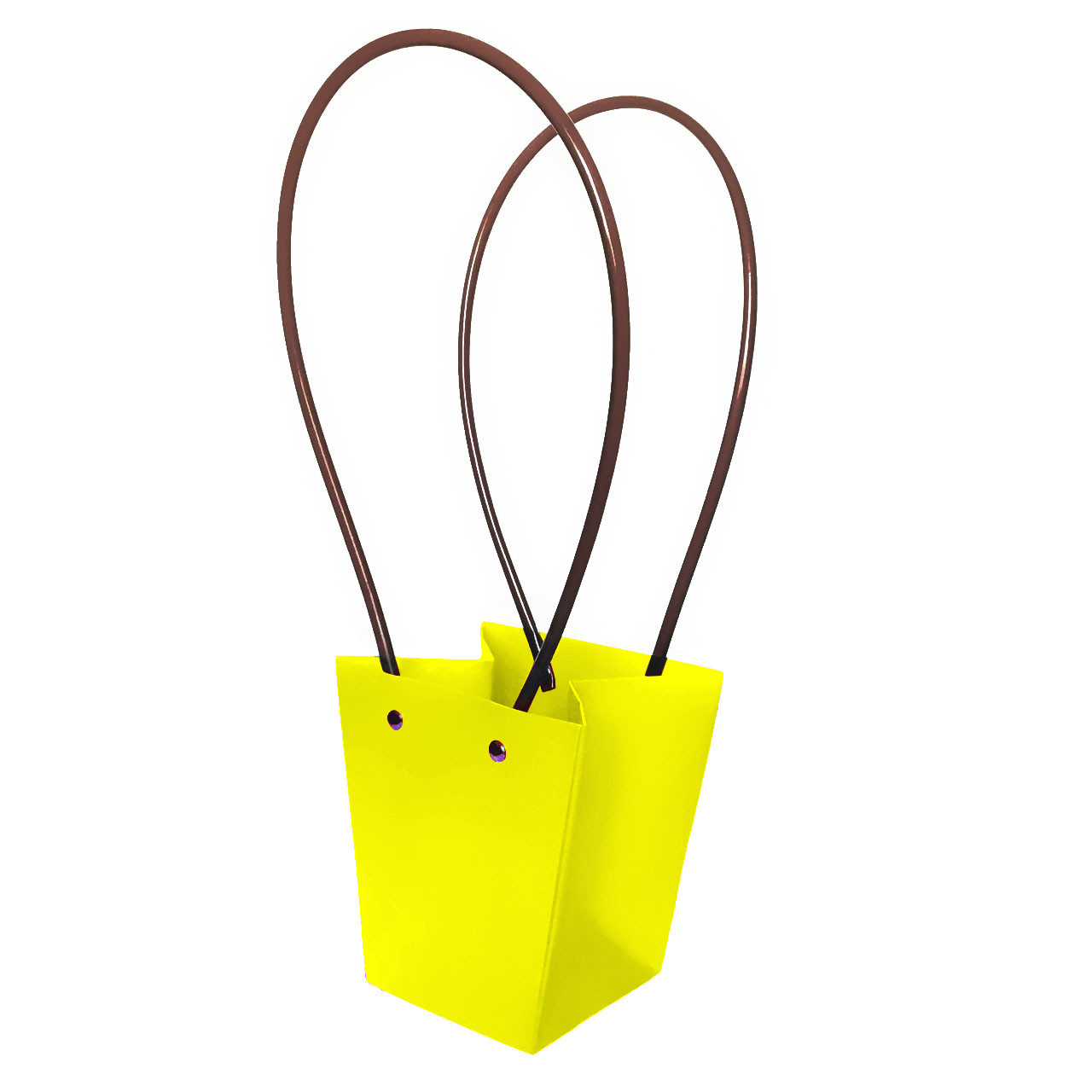 Паперова сумка-трапеція вологостійка для букетів жовта, фото 1