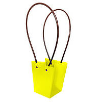 Паперова сумка-трапеція вологостійка для букетів жовта