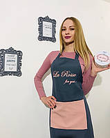 La Rossa Фартук серый с розовым карманом, 1 шт
