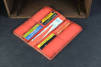 Жіночий шкіряний гаманець клатч Лонг на 8 карти, натуральна шкіра італійський Краст, колір Червоний, фото 2