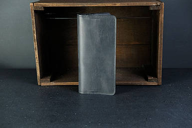 Чоловічий гаманець Лонг на 8 карти з натуральної шкіри колір Чорний