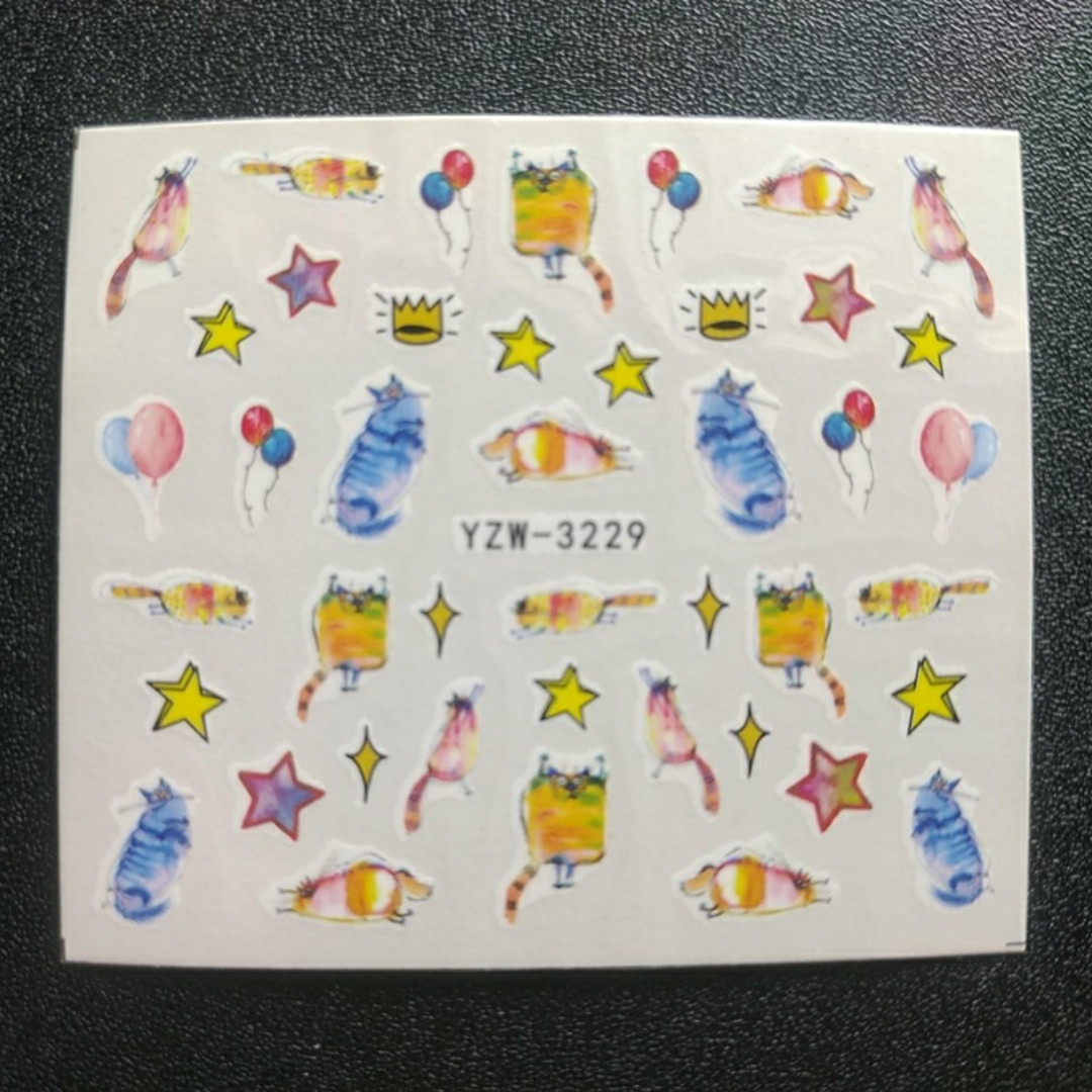 Наклейка на нігті, наклейка для нігтів, нігтьовий дизайн "коти" 10 шт набір