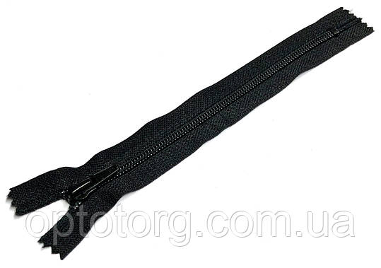 Блискавка шевська Чорна 14см пластикова взуттєва, фото 1