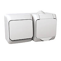 Набір вимикач + розетка Schneider Electric Plus Cedar білий WDE000500