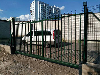 Консольні ворота з хвірткою ш4100, в 2200 (дизайн решітка)