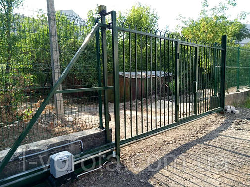 Консольні ворота з хвірткою ш4100, в 2200 (дизайн решітка), фото 3