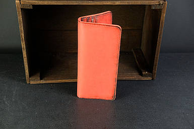 Жіночий шкіряний гаманець клатч Лонг на 12 карт, натуральна шкіра італійський Краст, колір Червоний