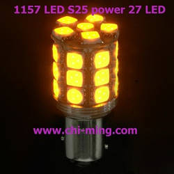 Светодиодная автолампа 1156(P21W)-S25-BA15s-24-HP3 Yellow CHI MING (+ стабилизатор тока)