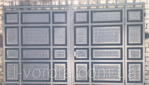 Ворота з хвірткою ш3100, в 2200 (з вузьким полем і асиметричними фільонками), фото 3