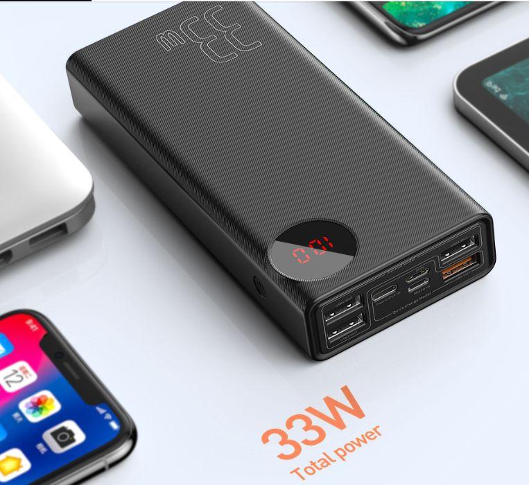 Повербанк Baseus 30000mAh 33W 6A 4xUSB + Type C QC3.0 PD Дисплей