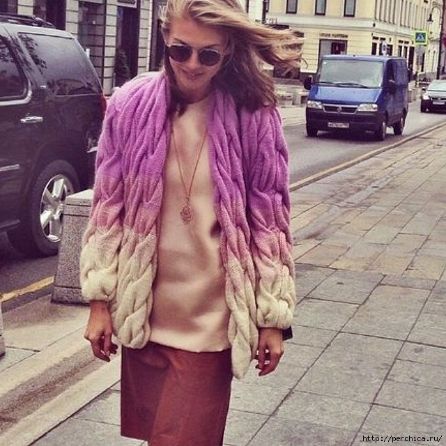 жіночий в'язаний кардиган триколірний