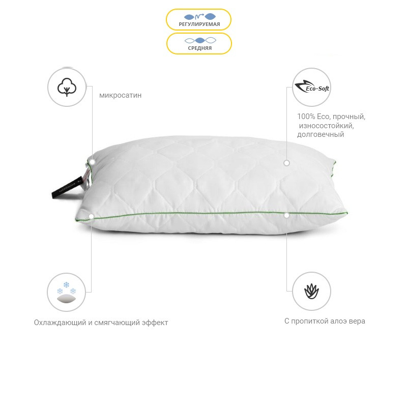 Подушка 50х70 Eco-Soft Aloe Vera 0463 на блискавці