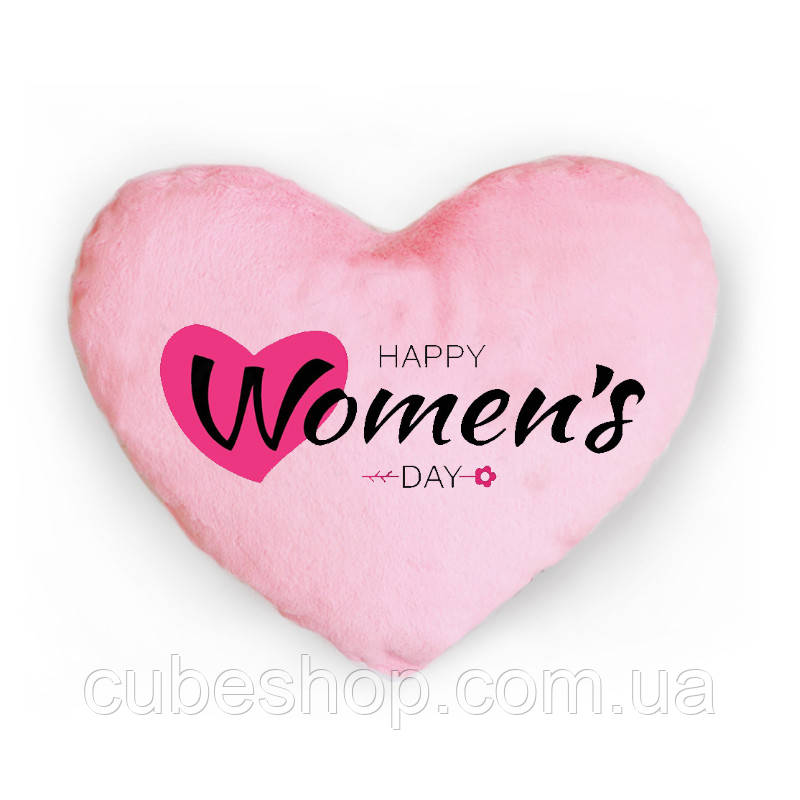 Блискуча подушка Happy Women's day (рожева)